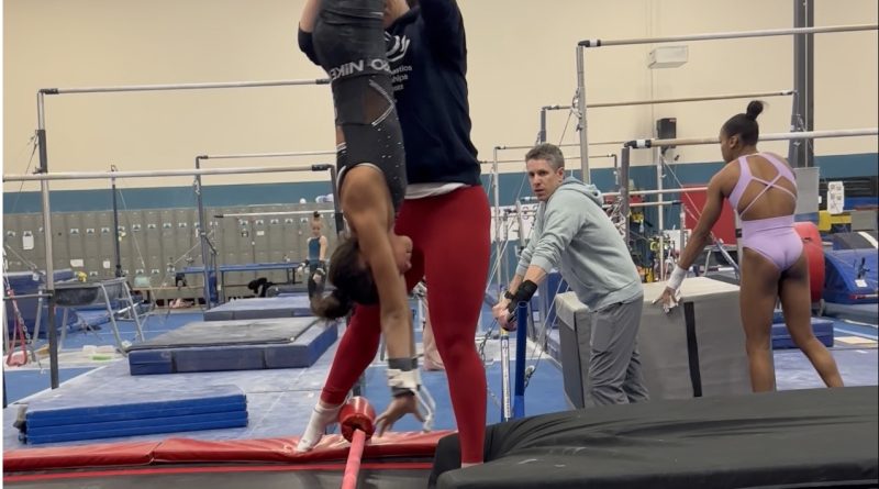 gymnastics, Maloney, preparation, release move, bars